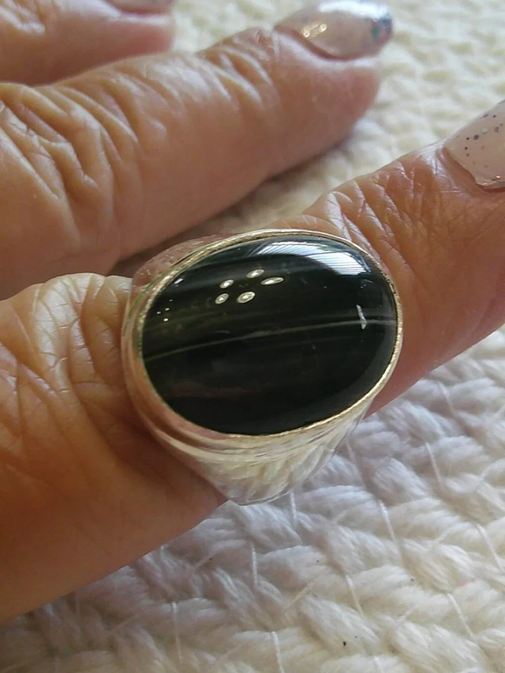 Beautiful BANDED ONYX Handmade Sterling 925 Ring Size 9.75 #82F